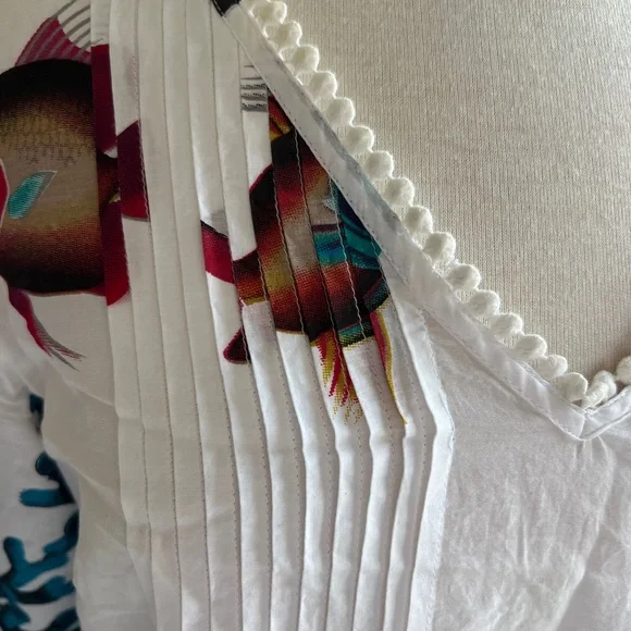 Soft Surroundings White and Red Fish Print Tunic - Picture 3 of 10